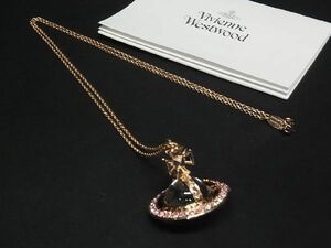 ■新品同様■ Vivienne Westwood ヴィヴィアン オーブ ラインストーン ペンダント ネックレス レディース ピンクゴールド系 AJ8510fz