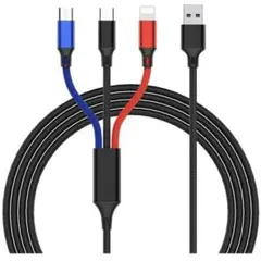 ⭐匿名配送⭐3in1 充電ケーブル 3本セット USB 色使い分け 同時給電可能