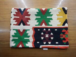 オールドキリムold kilim cushion cover クッションカバーXno.P02 ウールwool 大体47X33Cm位 ピロー手織紡ぎ　handmade ハンドメイド