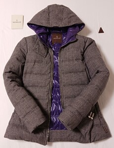 ☆美品☆ 国内正規品 本物保証 MONCLER モンクレール 上質ダウン100% グレンチェック 茶タグ 秋～冬～春 軽量 ライト ダウンジャケット