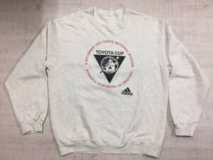 アディダス adidas デサント DESCENTE製 オールド 90s古着 1997年 トヨタカップ サッカー スウェットトレーナー メンズ 日本製 XO グレー