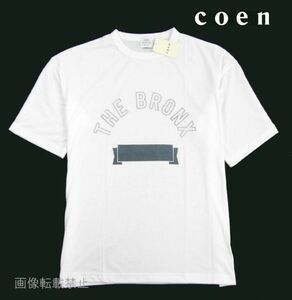 新品 春 夏 ◆ ユナイテッドアローズ　コーエン COEN　Wプリント カレッジ 半袖 Tシャツ　L　白 ホワイト　クルーネック リラックス サマー