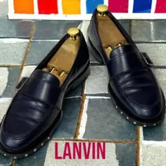 極美品　LANVIN リングストラップローファースリッポン　ネイビー　24.5