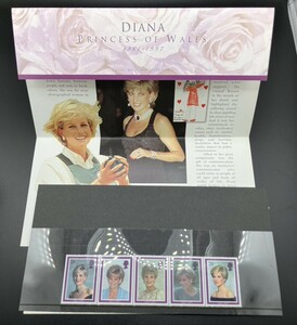 未使用！ 追悼 記念切手 ダイアナ妃 DIANA PRINCESS OF WALES 1961-1997 ポストカード付 イギリス アンティーク