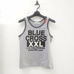 ブルークロス BLUE CROSS キッズ Ｓ 140㎝ 男の子 タンクトップ グレー ロゴ プリント 黒 ブラック トップス