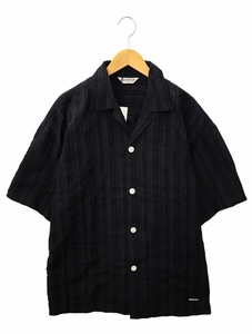 クーティー 2023SS STRIPE SUCKER CLOTH OPEN COLLAR S/S SHIRT ストライプ サッカー クロス オープンカラー ショートスリーブ シャツ L