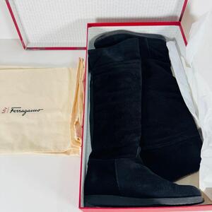 1円～　サルバトーレ　フェラガモ　ロングブーツ　6 1/2 　ブラック　箱袋付き　salvatore ferragamo