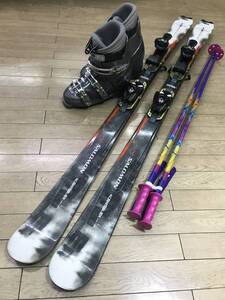 ☆★☆2025スタートセール！メンズカービングスキー４点セットN338　SALOMON 165ｃｍ /靴 GENFACTORY 27-27.5cm/ POLE新品115cm