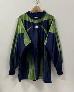 adidas アディダス 長袖Tシャツ 90S 国旗タグ ゴールキーパーユニホーム ネイビー グリーン サイズ表記なし イングランド製 ポリエステル