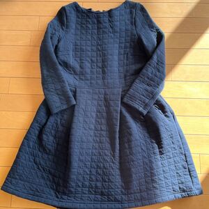 プチバトー キルティングワンピース M ネイビー 紺 PETIT BATEAU