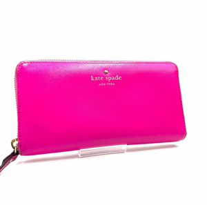 Kate spade ケイトスペード　長財布　ウォレット　 ラウンドファスナー　レザー　革　ピンク　系　BSK2