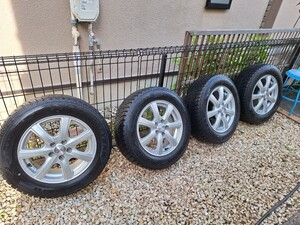 195/65R1515×6J 5H 50プリウス等 スタッドレス ホイール付き4本SET　グッドイヤー　アイスナビ6 18年製