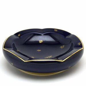 セーブル アシュトレイ ゴーヴェネ(JB4) ファットブルー 24K金彩装飾(フラワークラシック) 新硬質磁器製 灰皿 フランス製 新品 Sevres