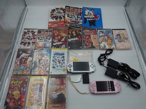 SONY PSP 3000/2000シリーズ　本体　ソフト　中古　動作品　まとめ売り　初期化済み　シルバーバッテリーと蓋ジャンク　ソフト3枚割れてる