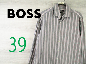 HUGO BOSS●ヒューゴボス＜ストライプ・ダブルカフス・長袖シャツ＞●M2080y