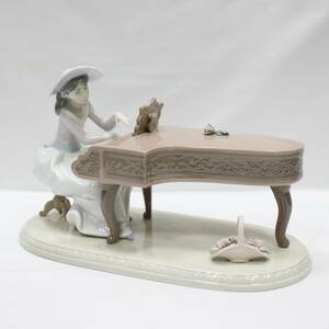 【絶版】LLADRO リヤドロ 6452「ピアノをひく少女」フィギュリン 陶器 人形 楽器（管理ID：653）