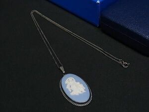 WEDGWOOD ウェッジウッド ジャスパー SV925 ネックレス ペンダント アクセサリー ライトブルー系×ホワイト系 DE7469