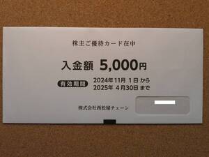 西松屋チェーン 株主優待カード 5000円分 【匿名配送無料】 西松屋 プリペイドカード 未開封品