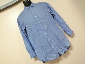 kkyj4278 ■ ユニクロ ■ シャツ トップス 長袖 リネン 麻 ブルー 青 水色 M