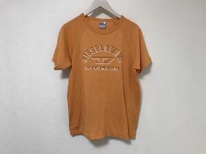 本物ディーゼルDIESELコットンプリントTシャツオレンジSメンズ旅行トラベル