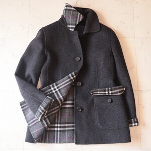 極美品★BURBERRY バーバリーロンドン★カシミヤ １枚仕立てダブルフェイス 付きコート size 9～M相当～