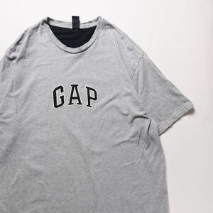 2003年 ギャップ GAP ロゴパッチ クルーネック コットン Tシャツ 霜降り灰 (XL) 00