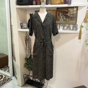 agnes b./shirt onepiece/flower/black/ladies/アニエスベー/シャツワンピース/花柄/ブラック/レディース