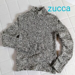 ☆美品★zuccaズッカ★レアざっくりしなやかグレー系ウールミックスニットハイネックセーター/イッセイミヤケ送料込