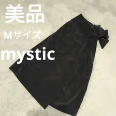 美品　mystic リボン付き　スカート　ボトム　ベロア素材　Mサイズ 黒