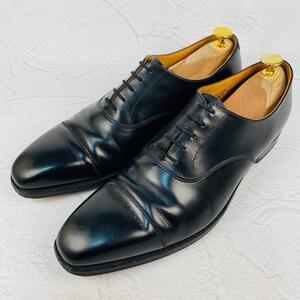 【良品】Crockett&Jones クロケットアンドジョーンズ ハラム ストレート 内羽根 黒 ブラック 8.5 27cm 英国 スクエア ビジネス ドレス