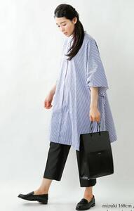 美品♪ ロエフ 定価2.5万円 2021SS コットンブロードポンチョシャツプルオーバー ストライプ 綿100％ 青×白 LOEFF ユナイテッドアローズ