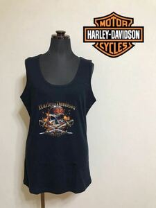 【美品】 HARLEY DAVIDSON ハーレーダビッドソン ホノルル ハワイ レディース タンクトップ スカル パイレーツ USサイズXL ブラック 黒