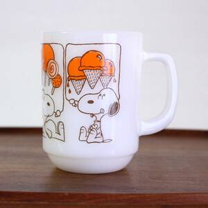 【送料無料】 美品! ▼ ファイヤーキング スヌーピー スイーツ マグカップ マグ FIRE KING ヴィンテージ SNOOPY アメリカ製