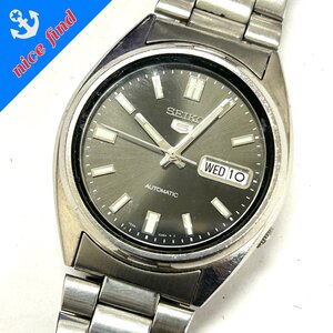 稼動品◆セイコー SEIKO◆ファイブ 5 7S26-0480 自動巻き オートマチック 腕時計 メンズ ウォッチ ブラック文字盤 SS 裏スケ デイデイト