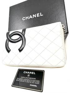 CHANEL シャネル ココマーク 長財布 カンボンライン ラムスキン オーガナイザー　ラウンドジップ　レザー　ホワイト　