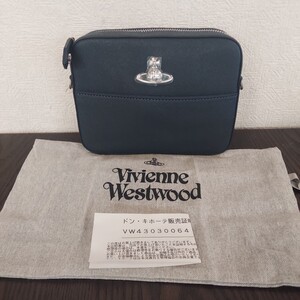 未使用 ヴィヴィアンウエストウッド バッグ Vivienne Westwood ネイビー レザー43030064 サフィアーノ カメラバッグ ショルダーバッグ 