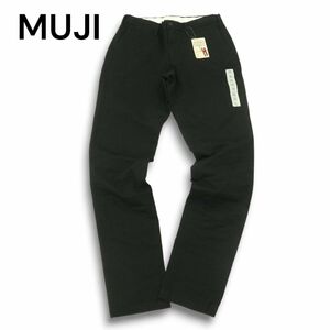 未使用★ MUJI 無印良品 通年 縦横ストレッチ★ オーガニックコットン チノ スリム パンツ Sz.76　メンズ 黒　A4B04432_9#R