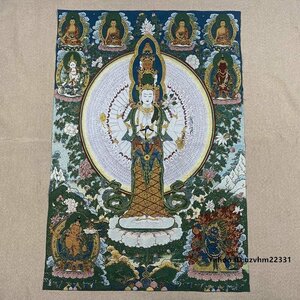 中国 チベット 密宗 密教 卍 ドンカ 金糸刺繍 錦絵 織物 仏像 仏画 黒財神 千手観音 仏教美術