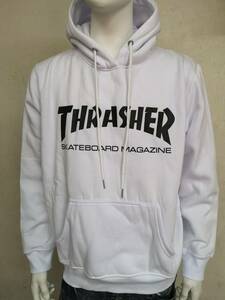 pk-THRASHER-Wt-XL THRASHER スラッシャー スケートマグ スウェット パーカー プルオーバー フード アウター ホワイト XLサイズ