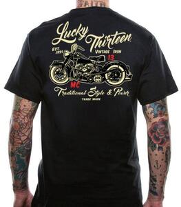 ★ラッキー13 Tシャツ LUCKY13 Vintage Iron - M 黒 biker chopper