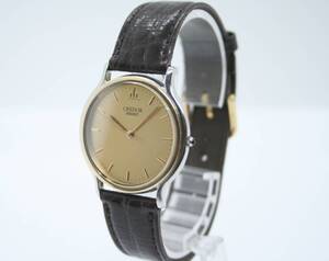 ★【美品/稼働品】SEIKO Credor 18K Bezel 8J81-6B00 Quartz Gold Dial Boys セイコー クレドール 18K クォーツ メンズ ★ #W202