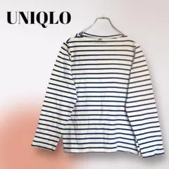 【UNIQLO】ユニクロ ボーダーボートネックT 長袖 コットン100%