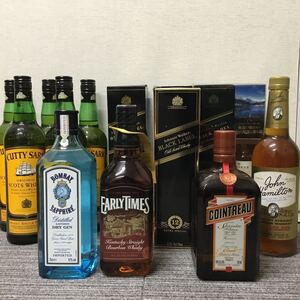 （宝）ウイスキー リキュール ジン お酒おまとめセットB ジョニーウォーカー ジョンハミルトン CUTTY SARK EARLY TIMES COINTREAU 等古酒