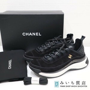 質屋 シャネル CHANEL 靴 スニーカー G45331 B14494 サイズ 39 25 ブラック スエード カーフスキン シューズ 23k609-12 みいち質店