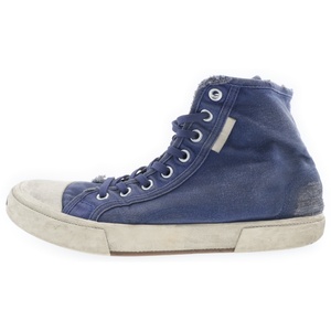 BALENCIAGA バレンシアガ PARIS HIGH TOP 688752 ヴィンテージ加工ハイカットスニーカー ネイビー