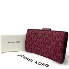 美品　MICHAELKORS マイケルコース　m3 三つ折り財布　MK柄　レッド