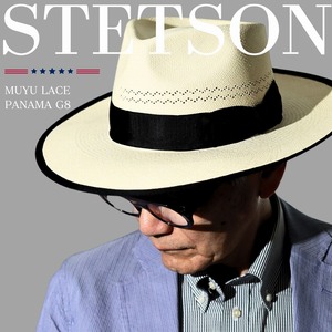 [ 59cm ] STETSON パナマハット グレード8 レース 透かし編み ハット 中折れハット エクアドル製 サイズ調整可能 ナチュラル 