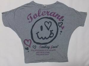 Used 笑顔 スマイリー フェイス Tシャツ L 綿100％ バスト 86cm 〜 94cm 身長 154cm 〜 162cm 古着 中古 レディース Smiley Face 送料230円