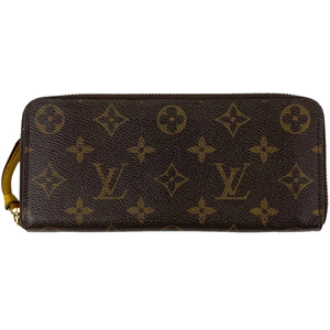 ルイ・ヴィトン Louis Vuitton ポルトフォイユ クレマンス ラウンドファスナー 長財布 モノグラム ブラウン イエロー M61537 レディー 中古