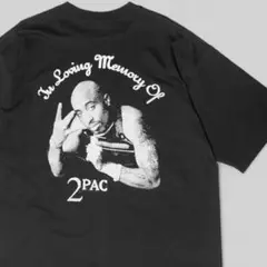 XL★90s Y2K★USA製★2PAC メモリアル Tシャツ★ブラック★ラップ